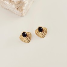 Vesce Atelier Oniks Siyahı Etnik Kabartmalı Küpe