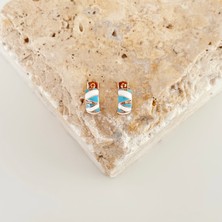 Vesce Atelier Beyaz Mavi Mineli Küpe