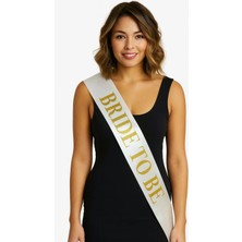 Soi Home Beyaz Saten Üzerine Kalın Altın Yazılı Bride To Be Kuşağı 10 cm Genişlik