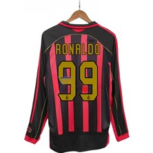 Alaturka Mix Fenomen Ronaldo #99 Efsane Kadro Kırmızı/siyah 2007 Sezonu M.i.l.a.n. Yetişkin Forması (Uzun Kollu)