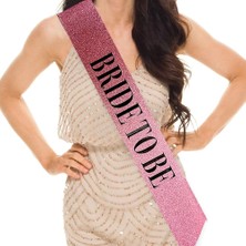 Soi Home Pembe Üzeri Siyah Büyük Bride To Be Yazılı Simli Işıltılı Kuşak Kemer 10 cm Genişlik