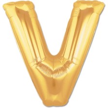 Soi Home V Harf Folyo Balon Altın Renk  40 Inç