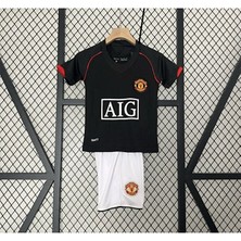 Alaturka Mix M.unitedd 2008 Sezonu Cristiano Ronaldo Çocuk Forması Şort Çorap Bileklik 4'lü Set (Black)