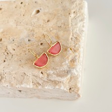 Vesce Atelier Moon Doğal Taş Küpe Pembe