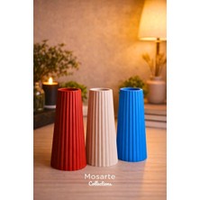 Mosarte Ribbed Yivli Tasarım Modern Dekoratif Vazo 3'lü