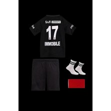 Alaturka Mix 2024/25 B€şiktæş-Ciro Immobile-17 Çocuk Deplasman Siyah Forma (Forma Şort Çorap)