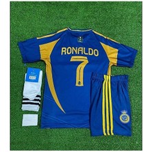 Alaturka Mix Al Nassr 2023/24 Yeni Sezon #7 Cristiano. Ronaldo Deplasman Çocuk Forması 4'lü Set