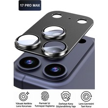 Tech&bello accessories Iphone 17 Pro Max Uyumlu Kamera Lens Koruyucu Metal Çerçeveli Tam Kaplayan Koruma