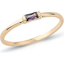 Oroline Kuyumculuk 8 Ayar Baget Taşlı Minimal Kadın Altın Yüzük