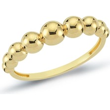 Oroline Kuyumculuk 14 Ayar Boncuk Desenli Altın Kadın Yüzük