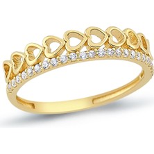 Oroline Kuyumculuk 14 Ayar Trend Taşlı Kadın Altın Yüzük