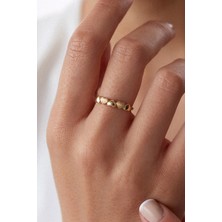 Oroline Kuyumculuk 14 Ayar Taşsız Minimal Kalp Desenli Altın Kadın Eklem Yüzük