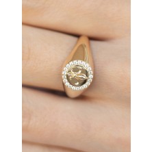 Oroline Kuyumculuk 8 Ayar Oval Kadın Altın Zambak Desenli Eklem Yüzük