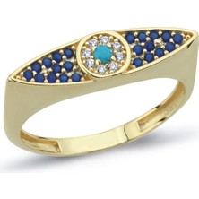 Oroline Kuyumculuk 14 Ayar Renkli Taşlı Altın Kadın Yüzük