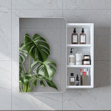 Roomart Likya Kulpsuz Tek Kapaklı Açık Raflı Aynalı Mdflam 70 cm Aynalı Banyo Üst Dolabı