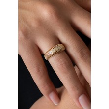 Oroline Kuyumculuk 8 Ayar Kafes Desenli Minimal Kadın Altın Yüzük