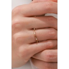 Oroline Kuyumculuk 14 Ayar Şık Minimal Eklem Altın Kadın Yüzük