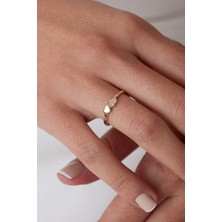 Oroline Kuyumculuk 8 Ayar Minimal Kalp Desenli Hafif Kadın Altın Yüzük