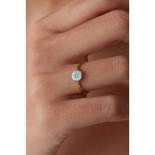 Oroline Kuyumculuk 8 Ayar Yuvarlak Desenli Mineli Kadın Altın Eklem Yüzük