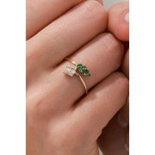 Oroline Kuyumculuk 8 Ayar Renkli Taşlı Kadın Altın Yüzük