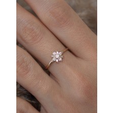 Oroline Kuyumculuk 8 Ayar Çiçek Desenli Altın Kadın Yüzük