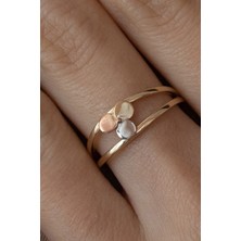 Oroline Kuyumculuk 8 Ayar 3 Renkli Minimal Taşsız Altın Yüzük