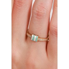 Oroline Kuyumculuk 14 Ayar Mineli Altın Kadın Mineli Minimal Yüzük