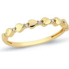 Oroline Kuyumculuk 8 Ayar Sıra Kalpli Altın Yüzük