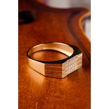 Oroline Kuyumculuk 14 Ayar Taşlı Şık Lüks Kadın Altın Yüzük