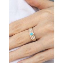 Oroline Kuyumculuk 14 Ayar Firuze Taşlı Kadın Altın Yüzük