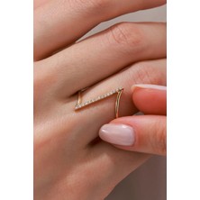 Oroline Kuyumculuk 8 Ayar Modern Dokunuşlu Stil Altın Kadın Yüzük