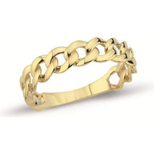 Oroline Kuyumculuk 8 Ayar Gurmet Zincir Desenli Taşsız Kadın Altın Yüzük