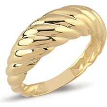 Oroline Kuyumculuk 8 Ayar Ince Taşsız Kruvasan Model Altın Kadın Yüzük