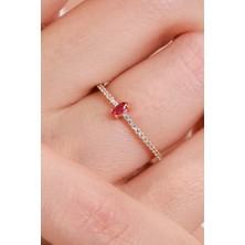 Oroline Kuyumculuk 8 Ayar Renkli Taşlı Minimal Kadın Altın Yüzük