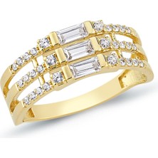 Oroline Kuyumculuk 8 Ayar Baget Sıra Taşlı Altın Yüzük