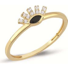 Oroline Kuyumculuk 8 Ayar Göz Desenli Minimal Kadın Altın Yüzük