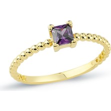 Oroline Kuyumculuk 8 Ayar Altın Kare Taşlı Trend Kadın Yüzük