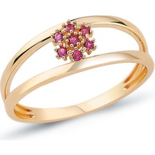 Oroline Kuyumculuk 8 Ayar Altın Çiçek Motifli Şık Yüzük