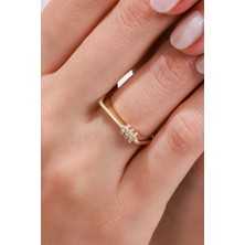 Oroline Kuyumculuk 14 Ayar Şık ve Hafif Minimal Altın Kadın Eklem Yüzük