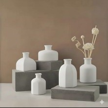 Nonno Dekor 5'li Mini Vazo Dekorasyon Seti, Bohem Kuru Çiçeklik Biblo Vazolar, Boyanabilir Obje, Biblo Vazo, Şamdan