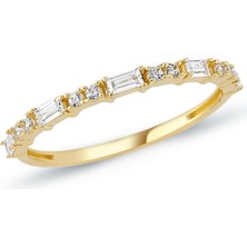 Oroline Kuyumculuk 8 Ayar Baget Sıra Taşlı Altın Kadın Yüzük