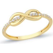 Oroline Kuyumculuk 8 Ayar Sonsuzluk Desenli Şık Minimal Kadıın Altın Yüzük