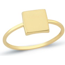 Oroline Kuyumculuk 8 Ayar Dikdörtgen Desenli Taşsız Kadın Altın Yüzük