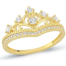 Oroline Kuyumculuk 8 Ayar Kraliyet Tacı Desenli Kadın Altın Yüzük