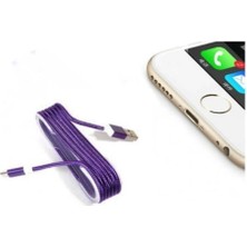 Soi Home iPhone Örgü Şeklinde Renkli Çelik Şarj Data Kablosu - Mor