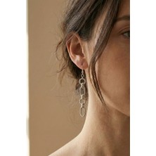 Clandestino Burgu Halkalı Uzun Sallantılı Küpe Gümüş