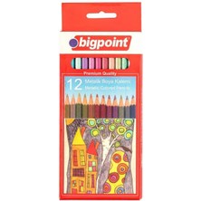 Bigpoint Metalik Renkli Kuru Boya Kalemi, 12 Renkli, Altıgen Gövde