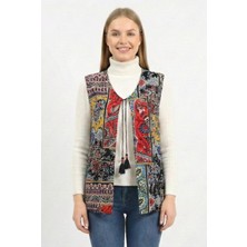 Eliş Şile Bezi Kolsuz Tuğba Çift Taraflı Otantik Kısa Pazen Kışlık Yelek Siyah Syh