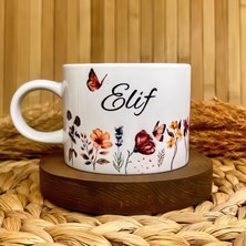 Loren Gift Gün Batımı Çiçekleri Temalı Kişiye Özel İsimli Porselen Elit Kupa Fincan 200 ml