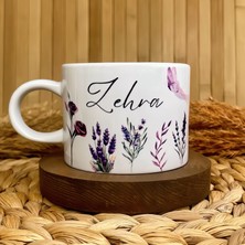 Loren Gift Lavanta Bahçesi Temalı Kişiye Özel İsimli Porselen Elit Kupa Fincan 200 ml